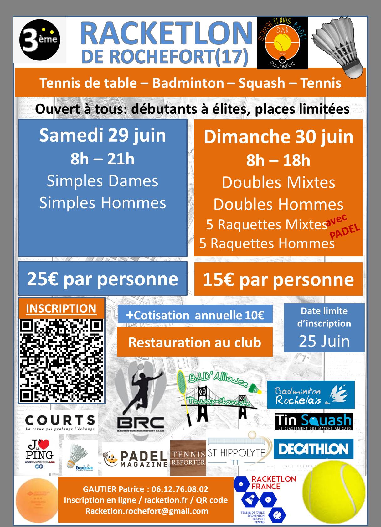 Affiche de 3ème Racketlon de Rochefort