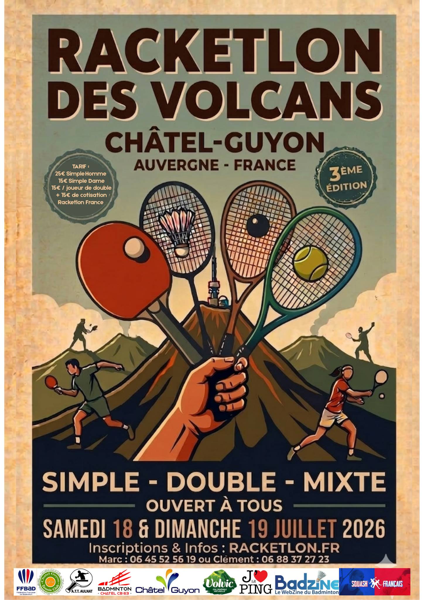 Affiche de 18-19/07 3ème Open Racketlon des Volcans (63)