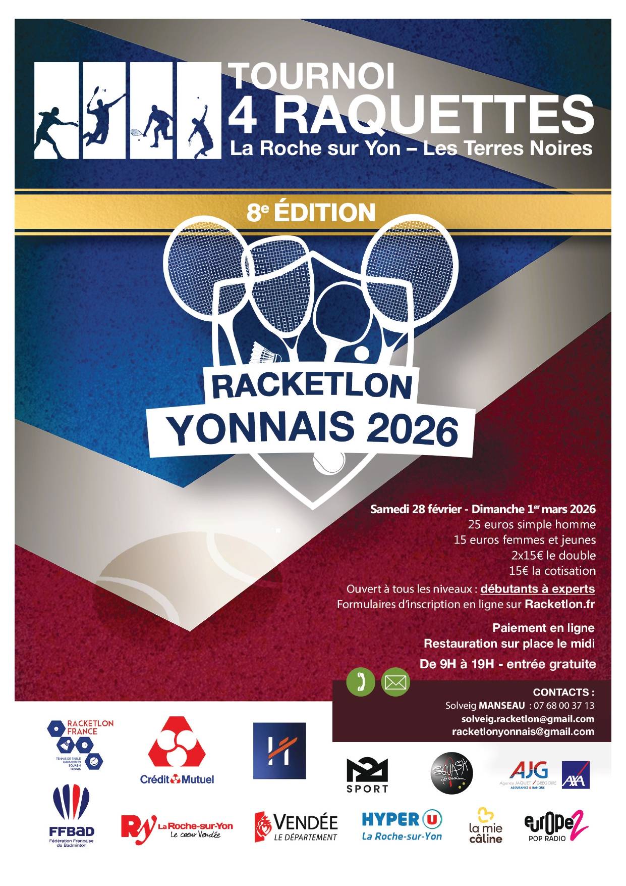 Affiche de 28/02-01/03 - 8ème Racketlon Yonnais